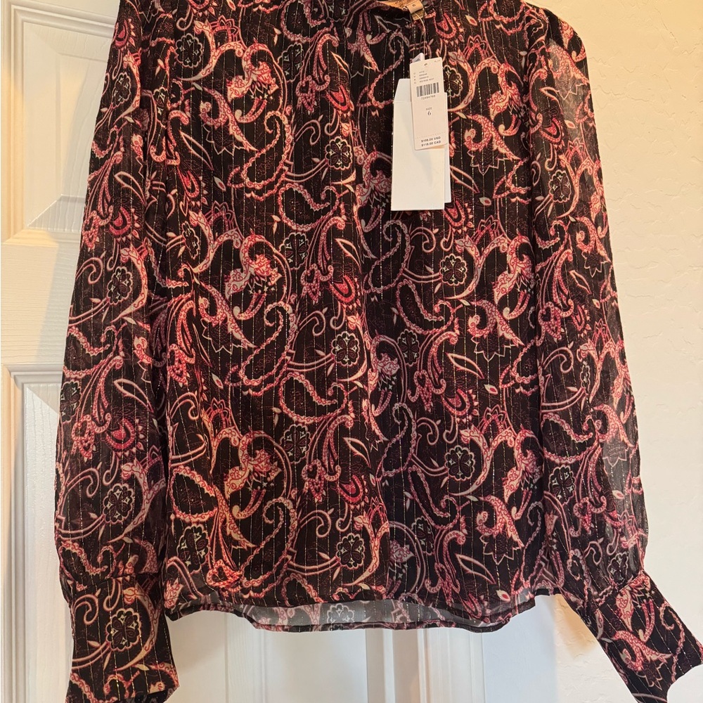 NWT Kachel x Anthropologie paisley-print blouse made of a silk blend Size 6